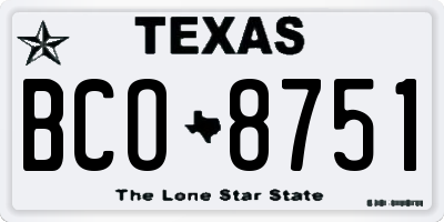 TX license plate BCO8751
