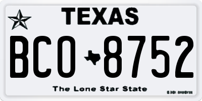 TX license plate BCO8752