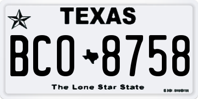 TX license plate BCO8758