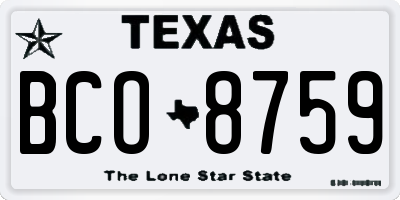 TX license plate BCO8759