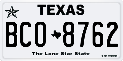 TX license plate BCO8762