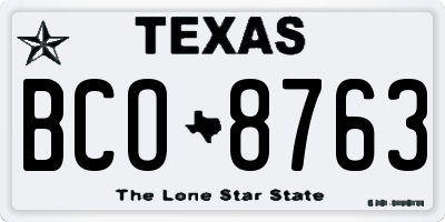 TX license plate BCO8763