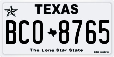 TX license plate BCO8765