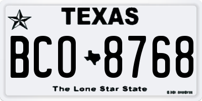 TX license plate BCO8768