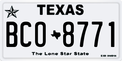 TX license plate BCO8771