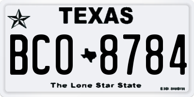 TX license plate BCO8784
