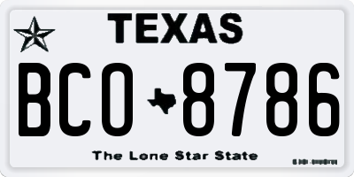 TX license plate BCO8786
