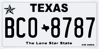 TX license plate BCO8787