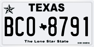 TX license plate BCO8791