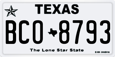 TX license plate BCO8793