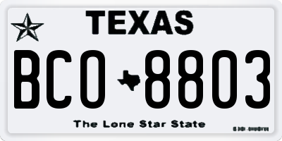 TX license plate BCO8803