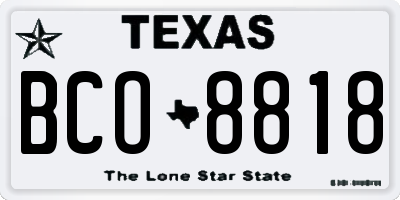 TX license plate BCO8818