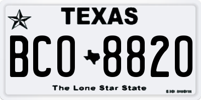 TX license plate BCO8820
