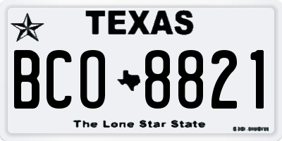 TX license plate BCO8821