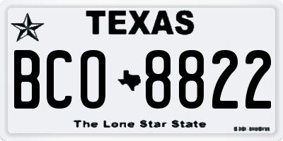 TX license plate BCO8822