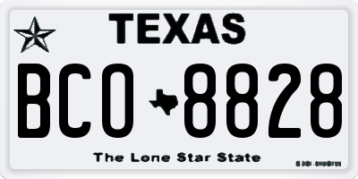 TX license plate BCO8828