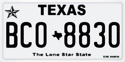 TX license plate BCO8830