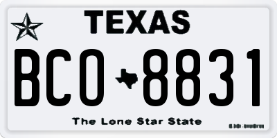 TX license plate BCO8831