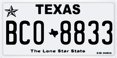 TX license plate BCO8833