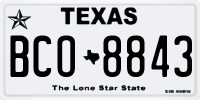 TX license plate BCO8843