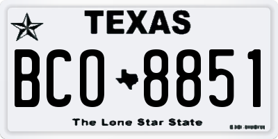 TX license plate BCO8851