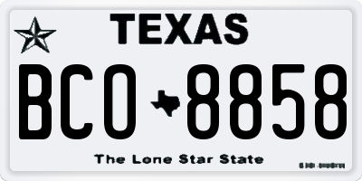 TX license plate BCO8858