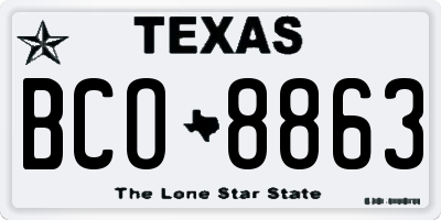 TX license plate BCO8863