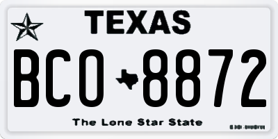 TX license plate BCO8872