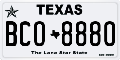 TX license plate BCO8880