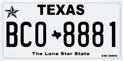 TX license plate BCO8881