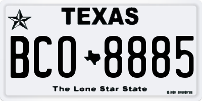TX license plate BCO8885