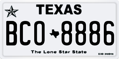 TX license plate BCO8886