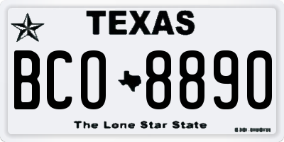 TX license plate BCO8890