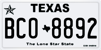 TX license plate BCO8892
