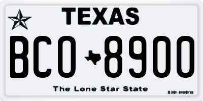 TX license plate BCO8900