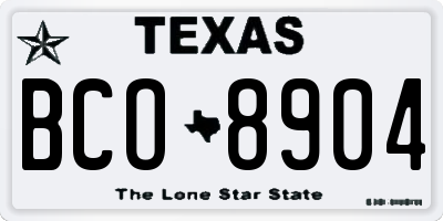 TX license plate BCO8904