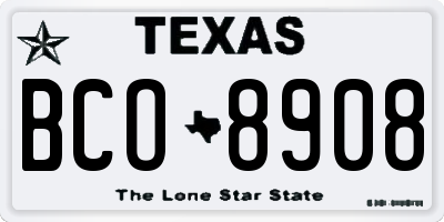 TX license plate BCO8908