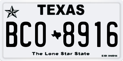 TX license plate BCO8916