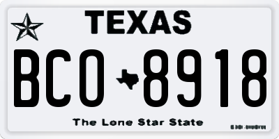 TX license plate BCO8918