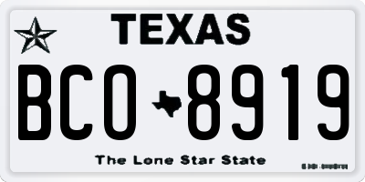 TX license plate BCO8919