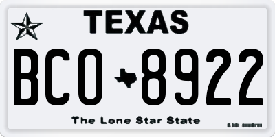TX license plate BCO8922