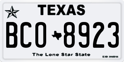 TX license plate BCO8923