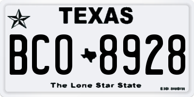 TX license plate BCO8928