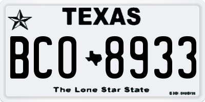TX license plate BCO8933
