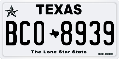 TX license plate BCO8939
