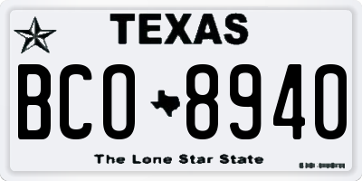 TX license plate BCO8940