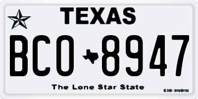 TX license plate BCO8947
