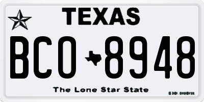 TX license plate BCO8948