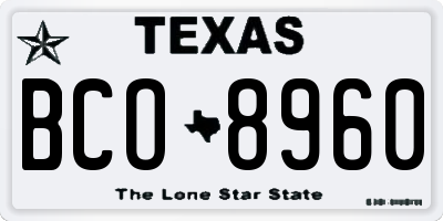 TX license plate BCO8960