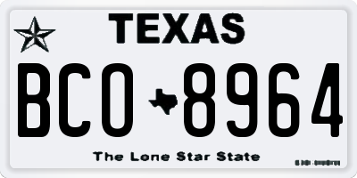 TX license plate BCO8964